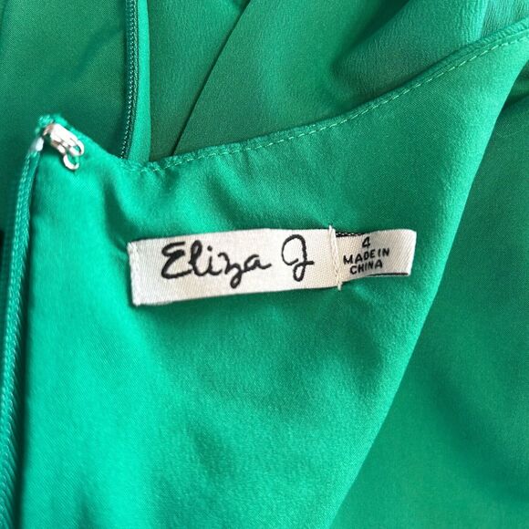 Eliza J Dress Size 4 Women's Kelly Green Structured Short‎ Sleeve A-Line (8) - Picture 10 of 11